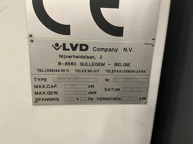 2002 lvd ppeb 80/25 cnc hydraulische kantbank - afbeelding 8 van  11