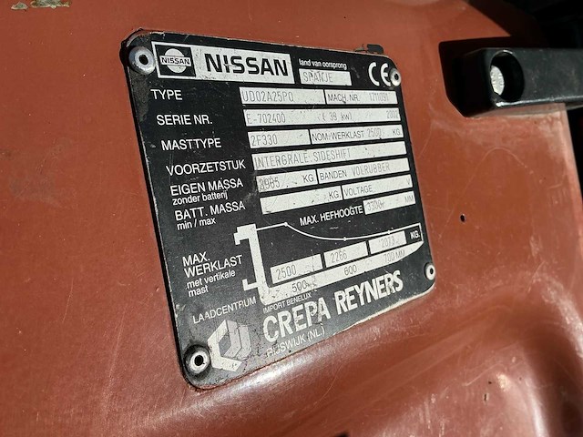 2002 nissan 25 vorkheftruck - afbeelding 6 van  19