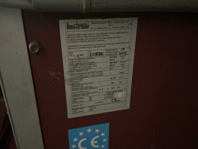 2002 omnia termoair g 500 industriële verwarmingsinstallatie - afbeelding 2 van  13