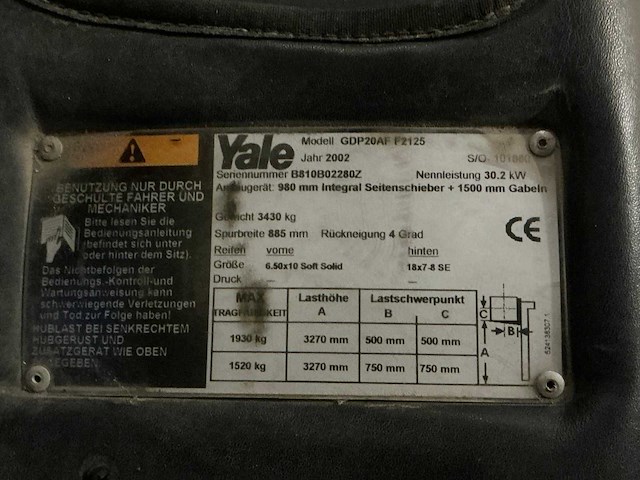 2002 yale gdp20af f2125 vorkheftruck - afbeelding 5 van  15