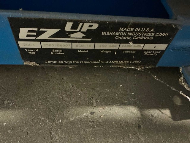 2003 bishamon e7 up ezu-15 pneumatische heftafel - afbeelding 5 van  5