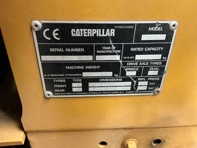 2003 caterpillar gp20k vorkheftruck - afbeelding 13 van  20