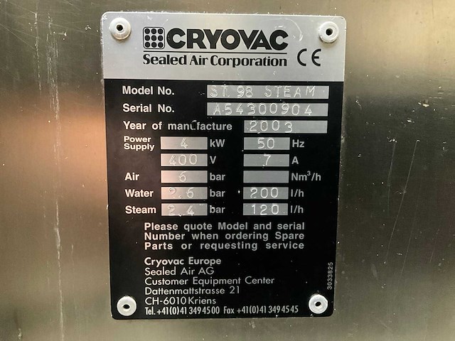 2003 cryovac st 98 steam krimptunnel - afbeelding 3 van  9