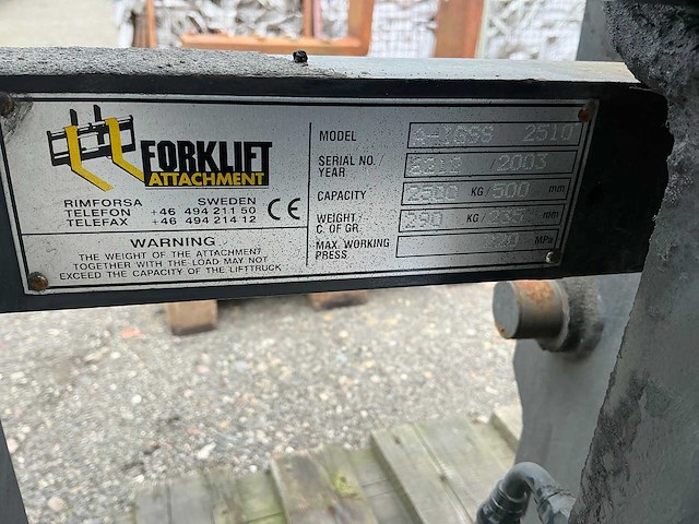 2003 forklift attachment a-igss 2510 vorkenbord - afbeelding 8 van  8