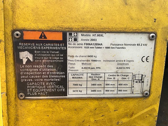 2003 hyster h7.00xl vorkheftruck 7t - functioneel - afbeelding 9 van  25