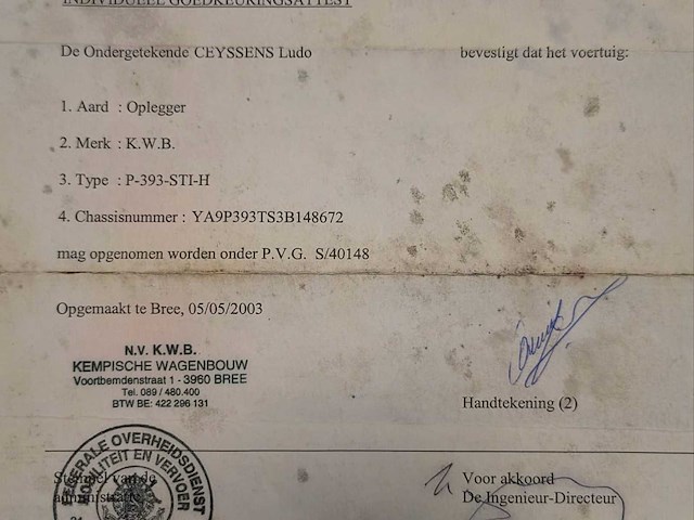 2003 kwb p-393-sti-h schuifzeil oplegger - mtm 39t - afbeelding 12 van  31