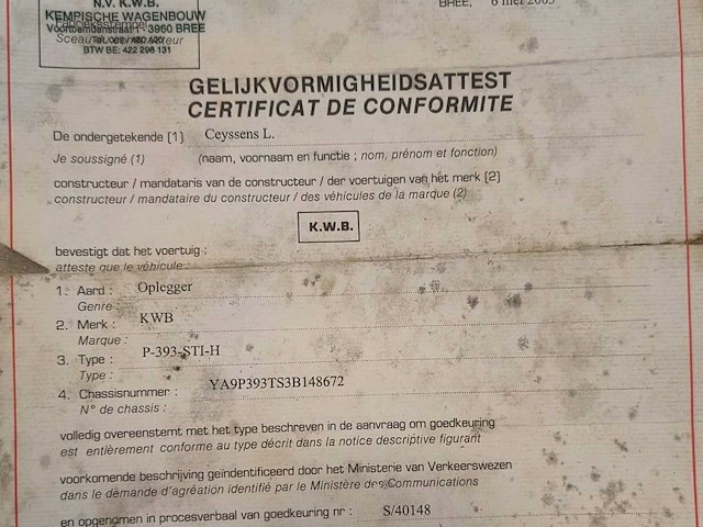 2003 kwb p-393-sti-h schuifzeil oplegger - mtm 39t - afbeelding 27 van  31