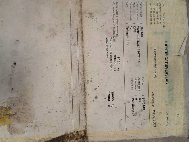 2003 kwb p-393-sti-h schuifzeil oplegger - mtm 39t - afbeelding 14 van  31