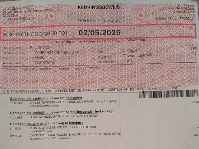 2003 kwb p-393-sti-h schuifzeil oplegger - mtm 39t - afbeelding 13 van  14