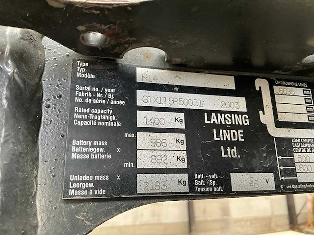 2003 linde r14 reach truck - afbeelding 5 van  16