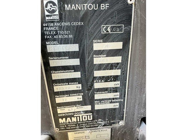 2003 manitou mrt 1432 verreiker - afbeelding 14 van  22