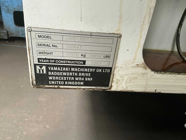 2003 mazak variaxis 500-5x 5-assige cnc verticaal bewerkingscentrum - afbeelding 6 van  6