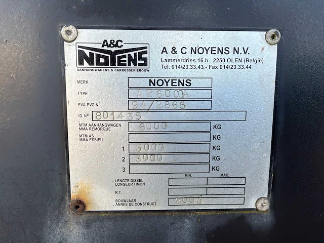 2003 noyens a2 6000a aanhangwagen - afbeelding 11 van  15