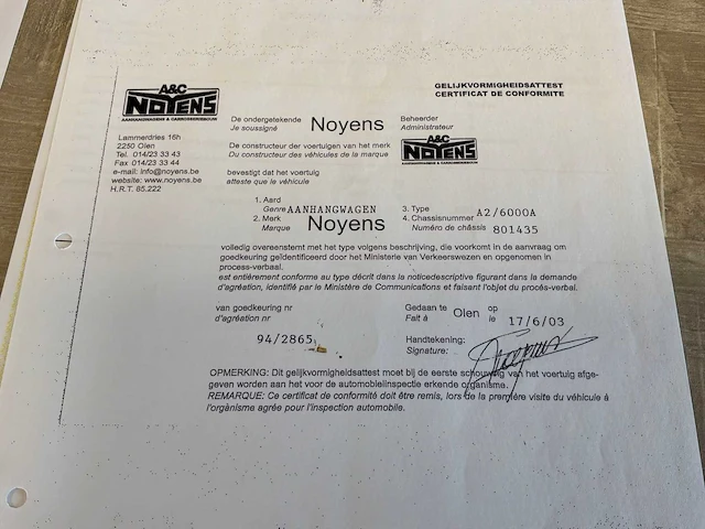 2003 noyens a2 6000a aanhangwagen - afbeelding 4 van  15