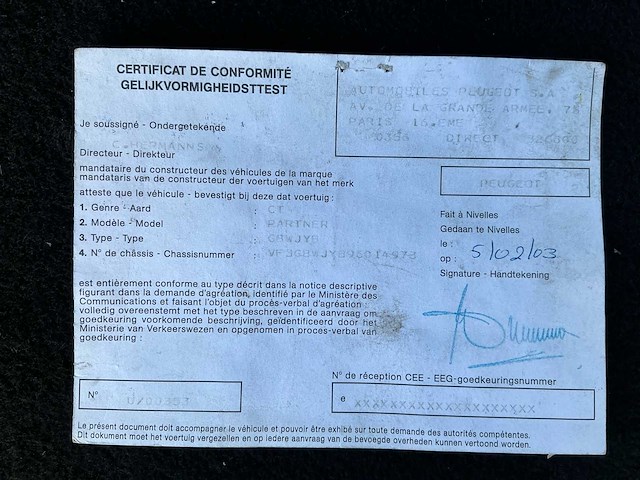 2003 peugeot partner personenauto - afbeelding 14 van  22