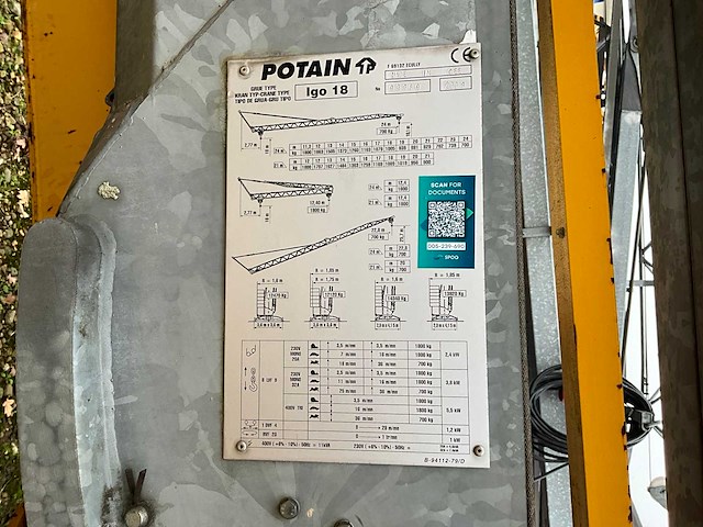 2003 potain igo18 torenkraan - afbeelding 9 van  23
