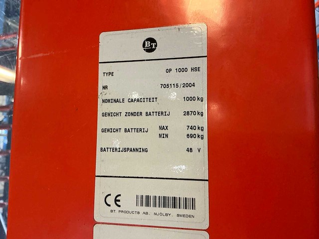 2004 bt op1000hse orderpicker - afbeelding 6 van  19