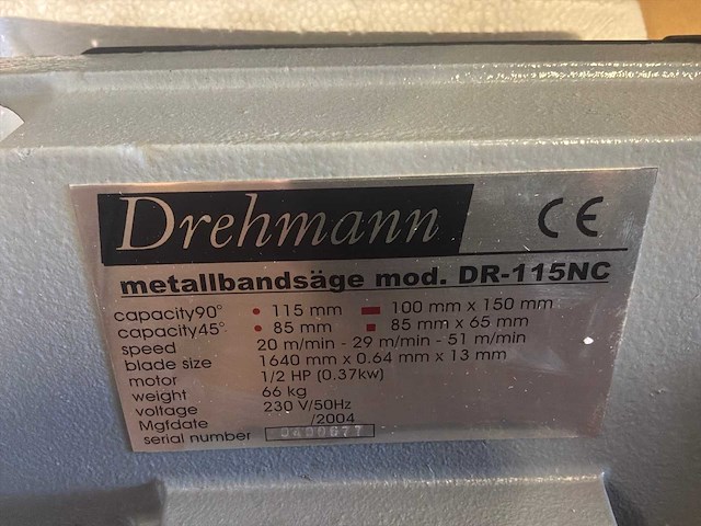 2004 drehman dr-115nc lintzaagmachine met tafel - afbeelding 3 van  8