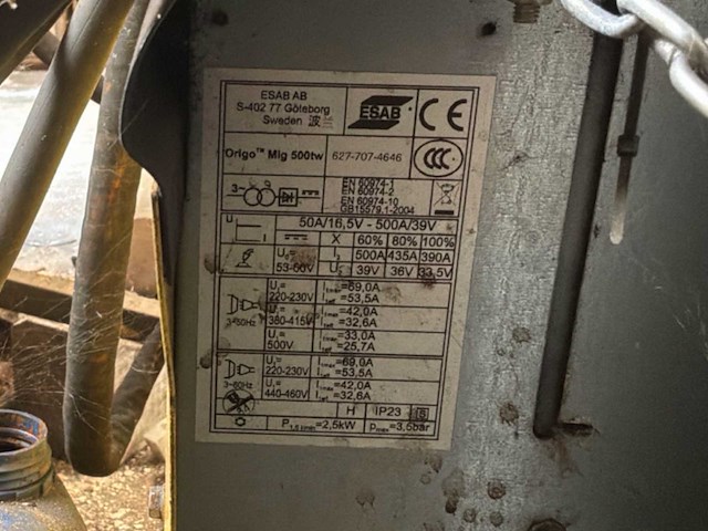 2004 esab origo™ mig 500t mig lasser - afbeelding 2 van  10