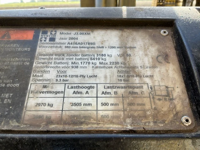 2004 hyster j3.00xm elektrische heftruck - afbeelding 20 van  30