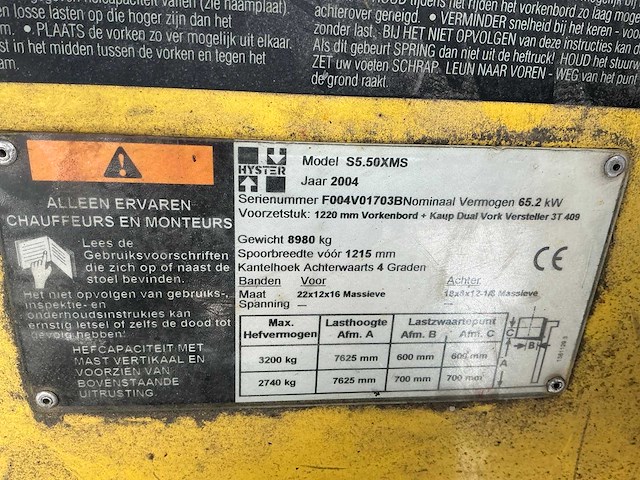 2004 hyster s5.50xms vorkheftruck - afbeelding 3 van  9