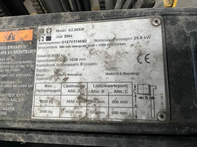 2004 hyster-yale s2.50xm vorkheftruck - afbeelding 19 van  20