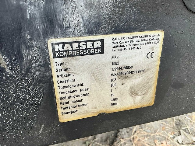 2004 kaeser m38 getrokken schroefcompressor met stroomgroep - afbeelding 7 van  15