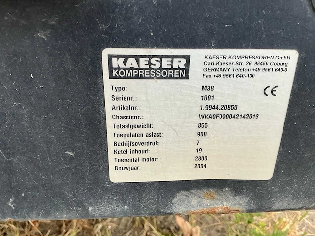 2004 kaeser m38 getrokken schroefcompressor met stroomgroep - afbeelding 9 van  17