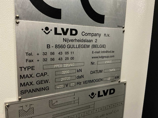 2004 lvd ppeb 320/40 cnc hydraulische kantbank - afbeelding 4 van  13