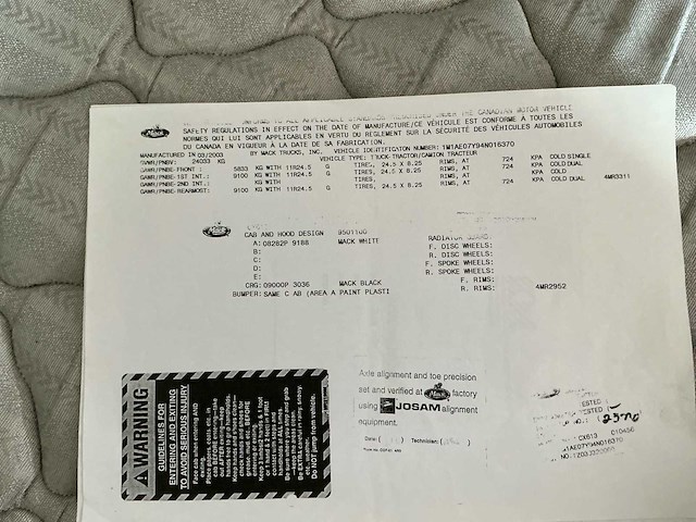 2004 mack cx613 vrachtwagen - afbeelding 28 van  35