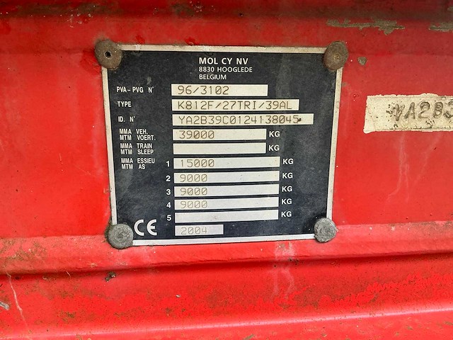 2004 mol k812f/27tri/39al oplegger kipper - afbeelding 8 van  12