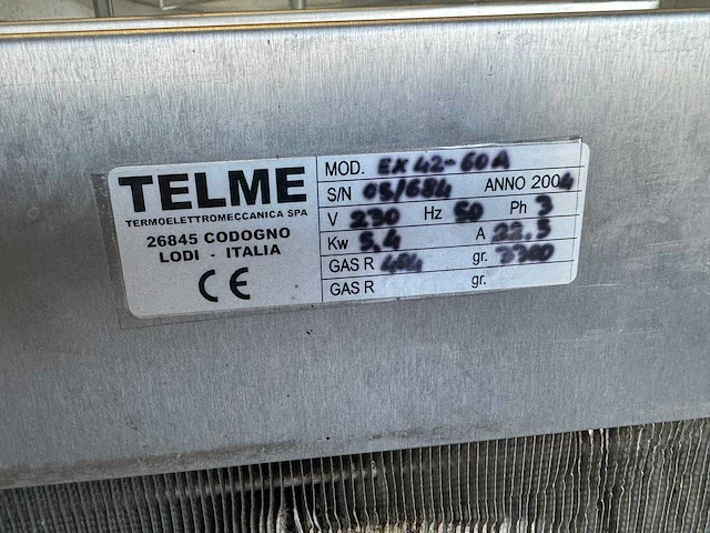 2004 telmeextragel 42-60 a / ex 42-60 extra gel 42-60 a / ex 42-60 telme extragel 42-60 a – professionele ijsturbine 60 l/u – roestvrij staal – 230 v driefasig – 2004 - afbeelding 4 van  5