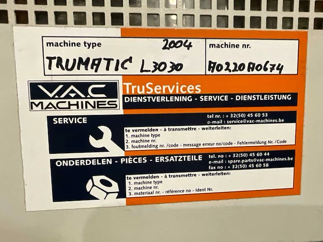 2004 trumatic l3030 lasersnijmachine - afbeelding 9 van  19