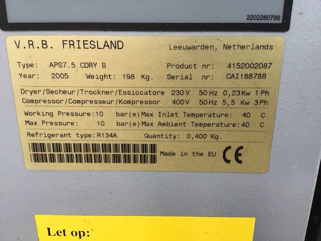 2005 airpress aps7; 5 basis schroefluchtcompressor - afbeelding 8 van  11
