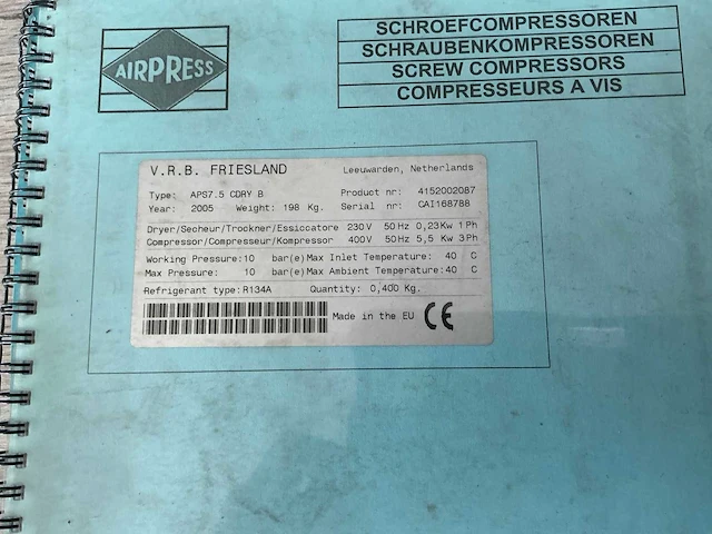 2005 airpress aps7; 5 basis schroefluchtcompressor - afbeelding 3 van  11