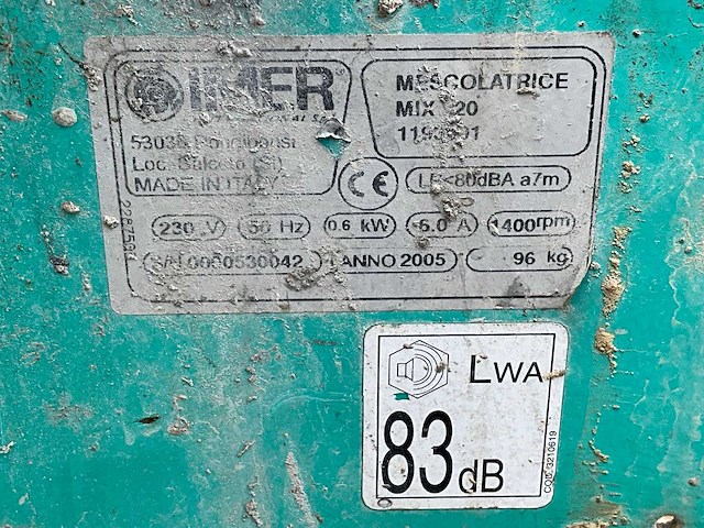 2005 imer mix20 verrijdbare gipsmenger - afbeelding 4 van  4