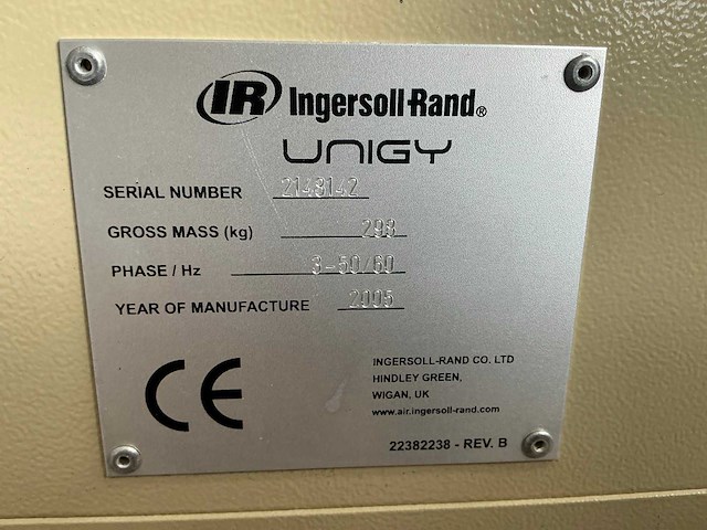 2005 ingersoll-rand unigy 11-10-h schroefcompressor - afbeelding 6 van  7