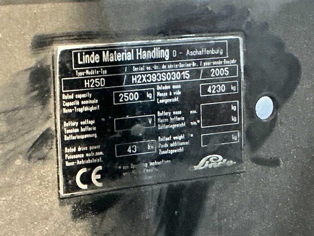 2005 linde h25d vorkheftruck - afbeelding 4 van  12