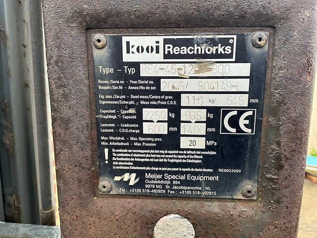 2005 moffet kooi m3-20.4 meeneem vorkheftruck - afbeelding 5 van  16