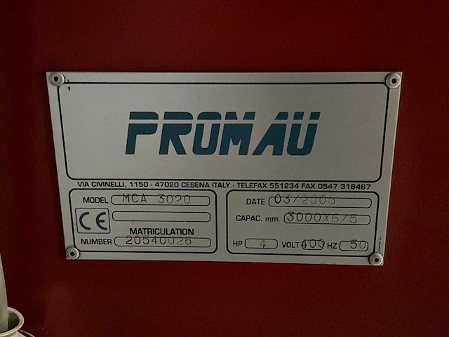 2005 promau davi mca 3020 4-rollen cnc plaatwals - afbeelding 8 van  8
