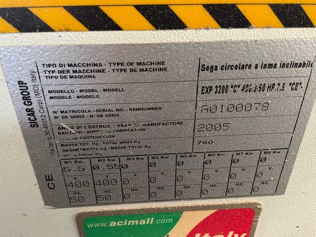 2005 sicar express 3200 c paneelcirkelzaagmachine - afbeelding 9 van  9