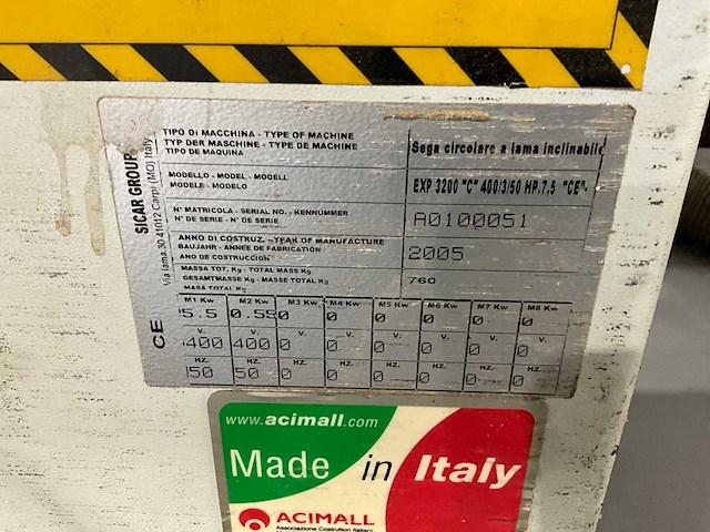 2005 sicar express 3200c paneelcirkelzaagmachine met afzuiging - afbeelding 9 van  9