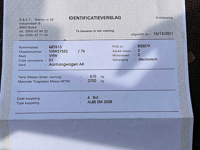 2005 vhw 2700 aanhangwagen - afbeelding 10 van  18