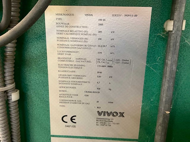 2005 vivox 190 ss brander op gas - afbeelding 10 van  13