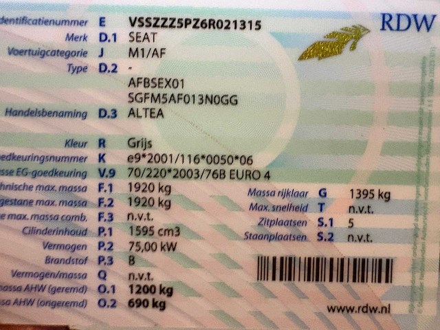 2006 - seat - altea - 1.6 reference - car - afbeelding 7 van  15