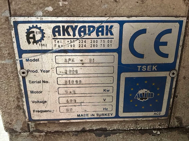 2006 akyapak model: apk 81 roller bending machine / roller bending machine - 3-roller hydraulische buigmachine – 5,5 kw + veel rollers - afbeelding 15 van  18