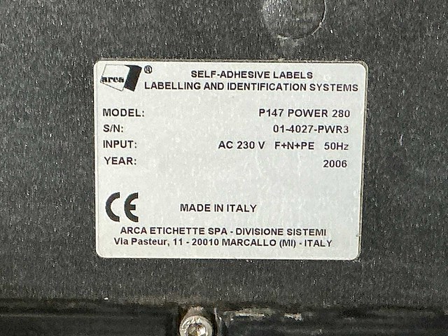 2006 arca etichette p147 power 280 print- en etiketteermachine - afbeelding 5 van  7