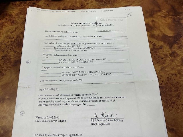 2006 bocker. junior hd 24-07. verhuislift op enkelas aanhangwagen - afbeelding 7 van  8