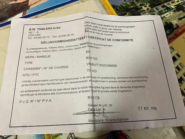 2006 bw trailers 750 aanhangwagen - afbeelding 8 van  20