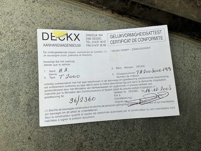 2006 deckx t2000 aanhangwagen - afbeelding 7 van  29